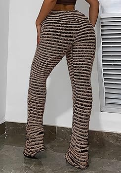 qfmqkpi Women's 2023 Stacked Fuzzy Flare Leggings Pants Knitted